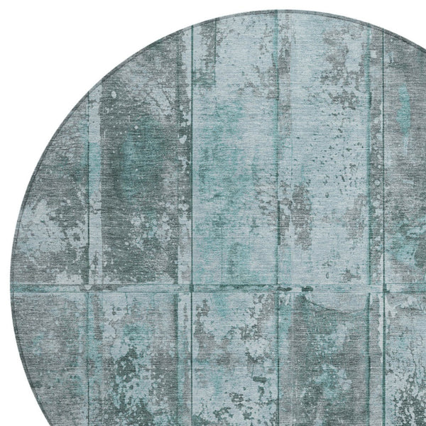 Homeroots 3' Abstract Washable Indoor Outdoor Area Rug - Stain Resistant, Durable, Stylish For Any Space Teal Polyester 618783