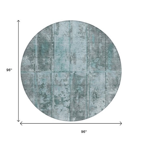 Homeroots 3' Abstract Washable Indoor Outdoor Area Rug - Stain Resistant, Durable, Stylish For Any Space Teal Polyester 618783