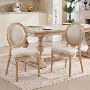 English Elm French Country Dining Chairs Set Of 2 - Elegant Upholstered, Stackable & Versatile For Any Space W3426P324205