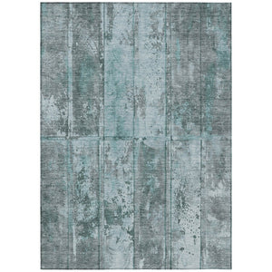 HomeRoots 5' Teal Blue Charcoal Gray Abstract Area Rug - Stylish, Durable, Washable, Indoor/Outdoor Versatility 8' X 10' 618784