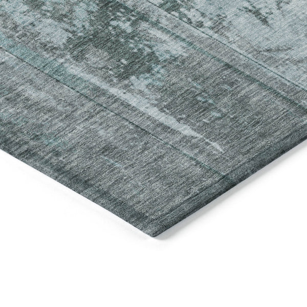 Homeroots 3' Abstract Washable Indoor Outdoor Area Rug - Stain Resistant, Durable, Stylish For Any Space Teal Polyester 618784
