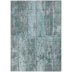 Homeroots 3' Abstract Washable Indoor Outdoor Area Rug - Stain Resistant, Durable, Stylish For Any Space Teal Polyester 618785