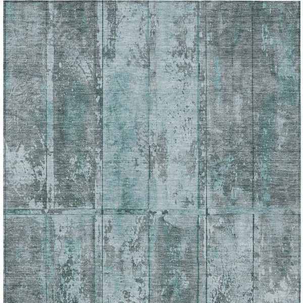 Homeroots 3' Abstract Washable Indoor Outdoor Area Rug - Stain Resistant, Durable, Stylish For Any Space Teal Polyester 618786