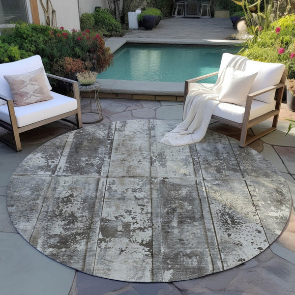 Homeroots 3' Abstract Washable Indoor Outdoor Area Rug - Stain Resistant, Durable, Stylish For Any Space Taupe Polyester 618789