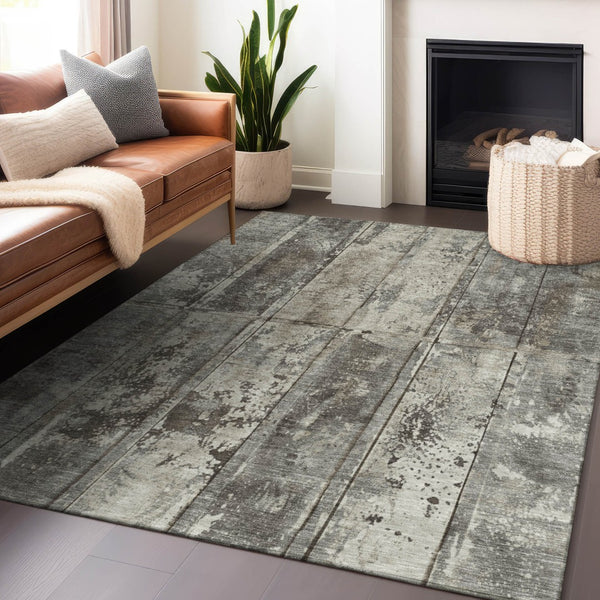 Homeroots 3' Abstract Washable Indoor Outdoor Area Rug - Stain Resistant, Durable, Stylish For Any Space Taupe Polyester 618792