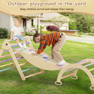 English Elm 5 in 1 Pikler Triangle Wooden Climbing Set Montessori Toddler Indoor Play Gym T3210P426420