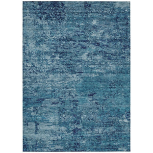 HomeRoots 5' X 8' Denim Blue and Navy Abstract Area Rug - Washable, Durable, Indoor/Outdoor, Modern Design! 618830