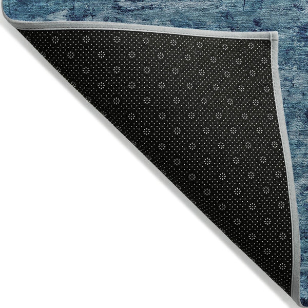 HomeRoots 5' X 8' Denim Blue and Navy Abstract Area Rug - Washable, Durable, Indoor/Outdoor, Modern Design! 618830