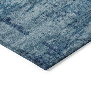 HomeRoots 5' X 8' Denim Blue and Navy Abstract Area Rug - Washable, Durable, Indoor/Outdoor, Modern Design! 618830