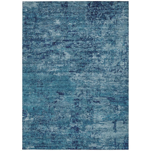 HomeRoots 5' X 8' Denim Blue and Navy Abstract Area Rug - Washable, Durable, Indoor/Outdoor, Modern Design! 618830