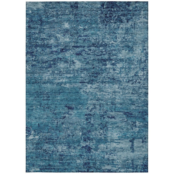 HomeRoots 5' X 8' Denim Blue and Navy Abstract Area Rug - Washable, Durable, Indoor/Outdoor, Modern Design! 618830