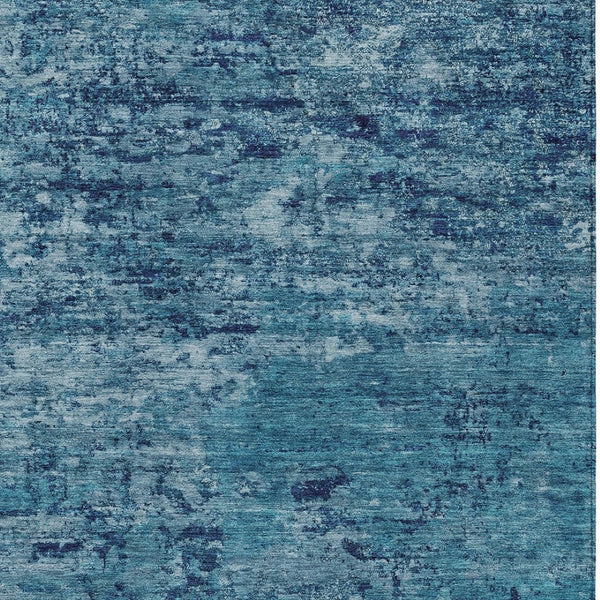 HomeRoots 10' X 14' Denim Blue & Navy Abstract Washable Area Rug - Durable, Stylish for Indoor & Outdoor Use 618834