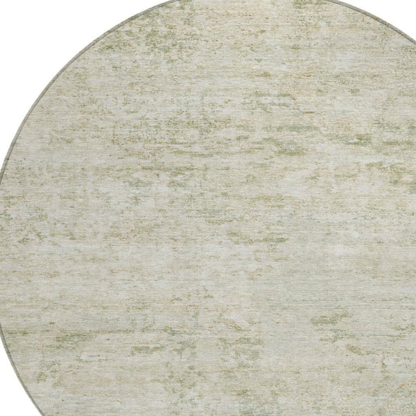 HomeRoots 8' Round Abstract Area Rug in Linen and Beige - Durable, Washable, Indoor/Outdoor Style for All Spaces 618843