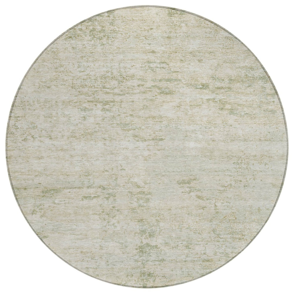 HomeRoots 8' Round Abstract Area Rug in Linen and Beige - Durable, Washable, Indoor/Outdoor Style for All Spaces 618843