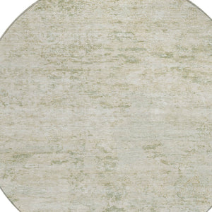 HomeRoots 8' Round Abstract Area Rug in Linen and Beige - Durable, Washable, Indoor/Outdoor Style for All Spaces 618843