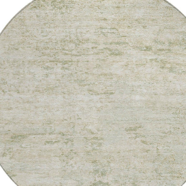 HomeRoots 8' Round Abstract Area Rug in Linen and Beige - Durable, Washable, Indoor/Outdoor Style for All Spaces 618843