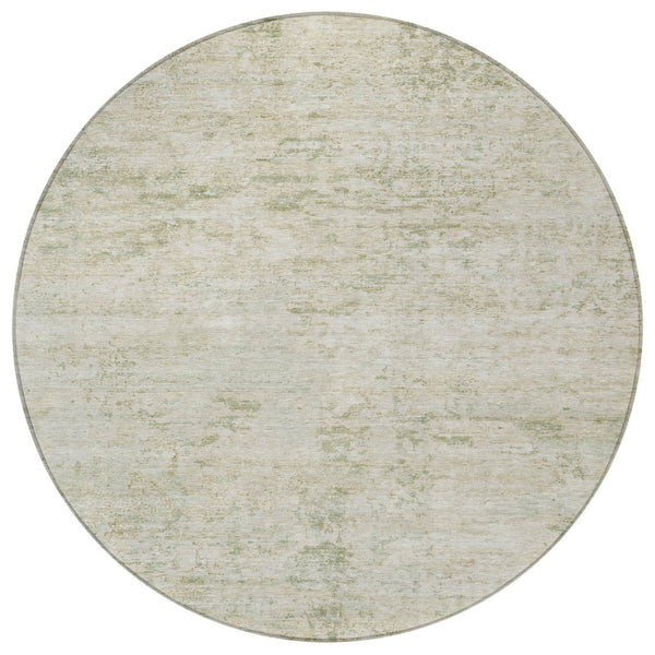 HomeRoots 8' Round Abstract Area Rug in Linen and Beige - Durable, Washable, Indoor/Outdoor Style for All Spaces 618843