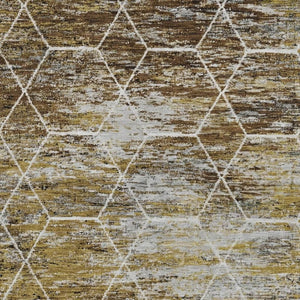 HomeRoots 10' Geometric Indoor Outdoor Area Rug in Brown, Gold & Ivory - Washable, Durable & Stylish Design 618864