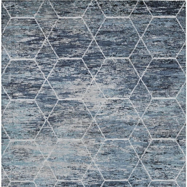 HomeRoots 8' Blue Gray & Ivory Geometric Area Rug - Washable, Durable for Indoor/Outdoor Use | Modern Style 618868