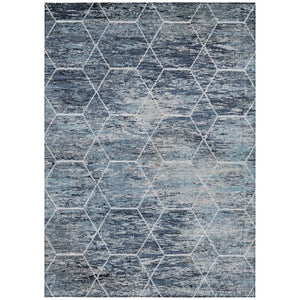HomeRoots 8' Blue Gray & Ivory Geometric Area Rug - Washable, Durable for Indoor/Outdoor Use | Modern Style 618868