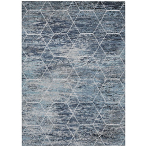 HomeRoots 8' Blue Gray & Ivory Geometric Area Rug - Washable, Durable for Indoor/Outdoor Use | Modern Style 618868