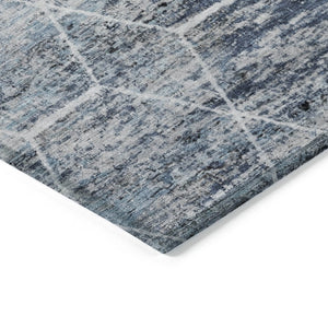 HomeRoots 8' Blue Gray & Ivory Geometric Area Rug - Washable, Durable for Indoor/Outdoor Use | Modern Style 618868