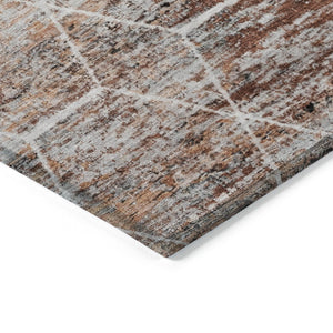 HomeRoots 8' X 10' Geometric Washable Area Rug in Rust Gray & Ivory - Durable, Stylish for Indoor & Outdoor Use 618892
