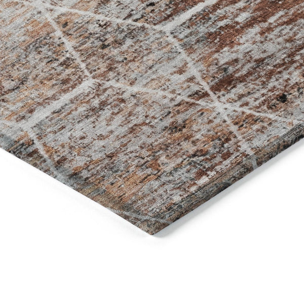 HomeRoots 8' X 10' Geometric Washable Area Rug in Rust Gray & Ivory - Durable, Stylish for Indoor & Outdoor Use 618892
