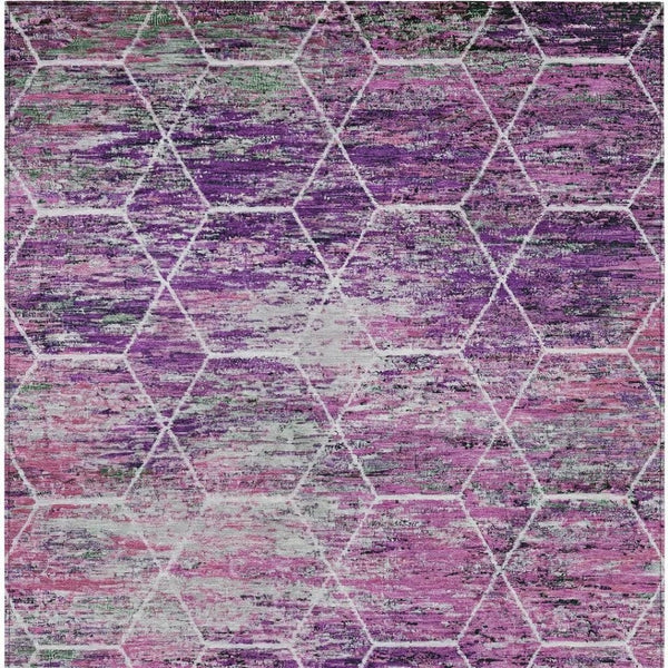 HomeRoots 5' X 8' Vibrant Purple Lavender Geometric Washable Indoor/Outdoor Rug for Stylish Versatility 618896