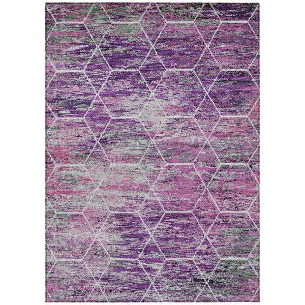 HomeRoots 5' X 8' Vibrant Purple Lavender Geometric Washable Indoor/Outdoor Rug for Stylish Versatility 618896