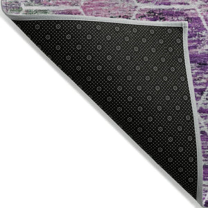 HomeRoots 8' Round Geometric Purple Lavender Ivory Area Rug - Washable, Durable, Stylish for Indoor & Outdoor Use 618897
