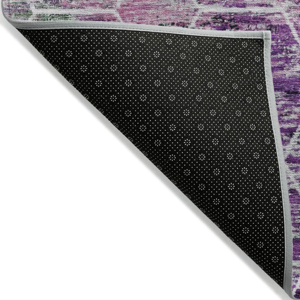 HomeRoots 8' Round Geometric Purple Lavender Ivory Area Rug - Washable, Durable, Stylish for Indoor & Outdoor Use 618897