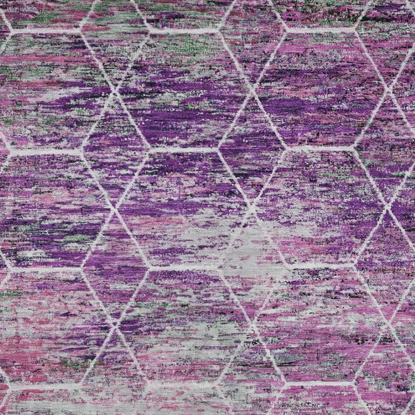 HomeRoots 10' X 14' Purple Lavender Geometric Area Rug - Washable, Durable, Indoor/Outdoor, Pet-Friendly Elegance 618900