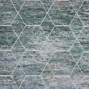 HomeRoots 8' X 10' Teal Blue, Gray & Ivory Geometric Area Rug - Stylish, Washable & Durable for Indoor/Outdoor Use 618910