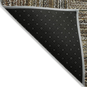 HomeRoots 8' Round Geometric Area Rug in Brown Taupe & Ivory - Stylish, Washable for Indoor & Outdoor Use 618915
