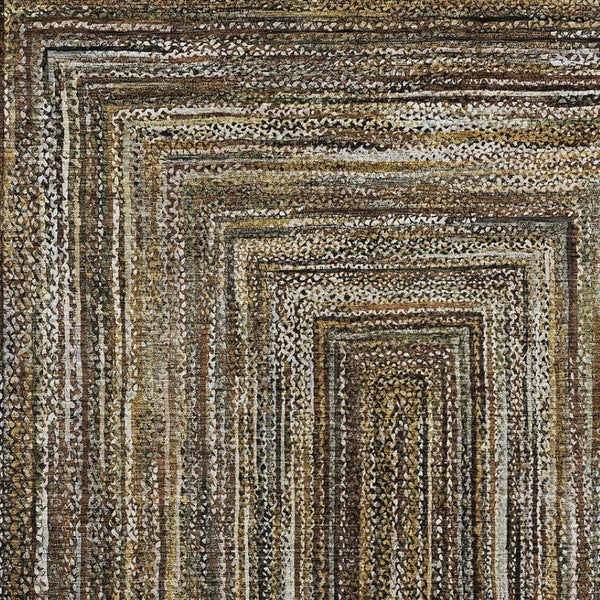 HomeRoots 10' Modern Geometric Area Rug in Brown Taupe & Ivory - Washable, Durable for Indoor/Outdoor Use! 618918