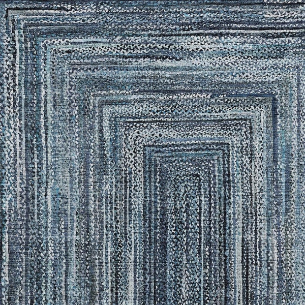 HomeRoots 5' X 8' Washable Navy Blue & Ivory Geometric Area Rug - Durable, Stylish for Indoor & Outdoor Use 618920