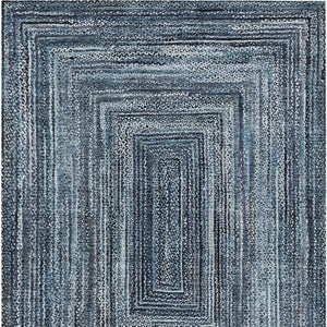 HomeRoots 5' X 8' Washable Navy Blue & Ivory Geometric Area Rug - Durable, Stylish for Indoor & Outdoor Use 618920