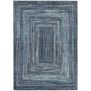 HomeRoots 5' X 8' Washable Navy Blue & Ivory Geometric Area Rug - Durable, Stylish for Indoor & Outdoor Use 618920