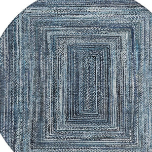 HomeRoots 8' Stylish Geometric Area Rug in Navy Blue & Ivory - Washable, Durable for Indoor & Outdoor Use! 618921