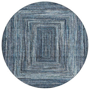 HomeRoots 8' Stylish Geometric Area Rug in Navy Blue & Ivory - Washable, Durable for Indoor & Outdoor Use! 618921
