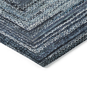 HomeRoots 8' Stylish Geometric Area Rug in Navy Blue & Ivory - Washable, Durable for Indoor & Outdoor Use! 618921