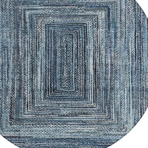 HomeRoots 8' Stylish Geometric Area Rug in Navy Blue & Ivory - Washable, Durable for Indoor & Outdoor Use! 618921