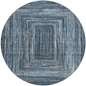 HomeRoots 8' Stylish Geometric Area Rug in Navy Blue & Ivory - Washable, Durable for Indoor & Outdoor Use! 618921