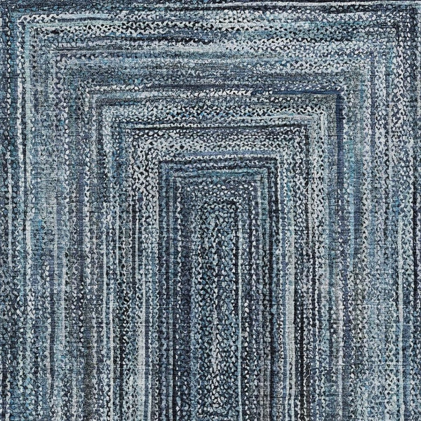 HomeRoots 8' X 10' Navy Blue & Ivory Geometric Washable Rug - Stylish, Durable, Stain-Resistant for Indoor/Outdoor Use 618922