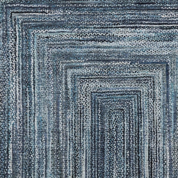 HomeRoots 10' Stylish Navy Blue and Ivory Geometric Washable Area Rug for Indoor/Outdoor Use, Great Durability! 618924