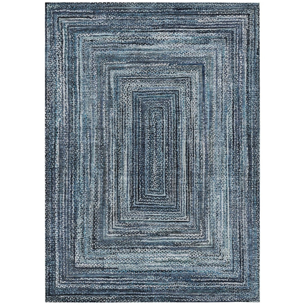 HomeRoots 10' Stylish Navy Blue and Ivory Geometric Washable Area Rug for Indoor/Outdoor Use, Great Durability! 618924