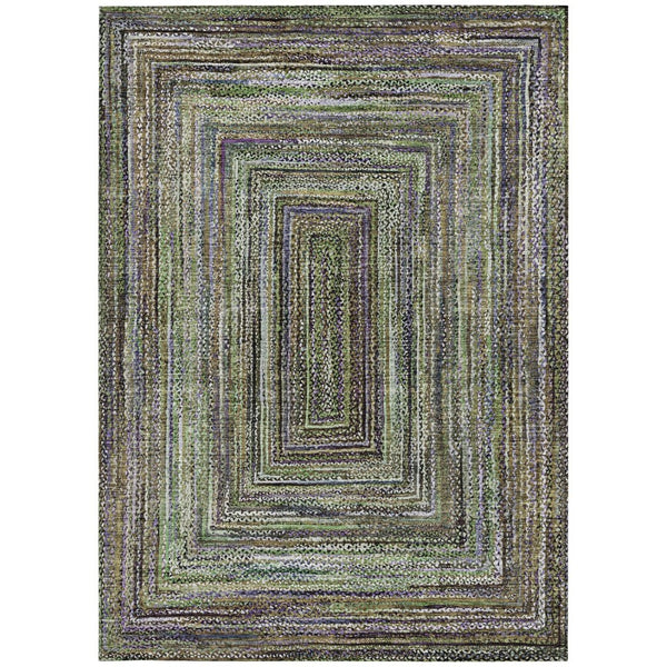 HomeRoots 5' X 8' Olive Green Geometric Area Rug - Stylish, Durable, Washable for Indoor & Outdoor Spaces 618926