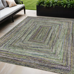 HomeRoots 5' X 8' Olive Green Geometric Area Rug - Stylish, Durable, Washable for Indoor & Outdoor Spaces 618926