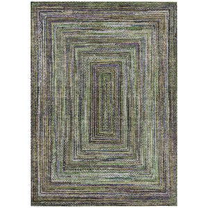 HomeRoots 5' X 8' Olive Green Geometric Area Rug - Stylish, Durable, Washable for Indoor & Outdoor Spaces 618926